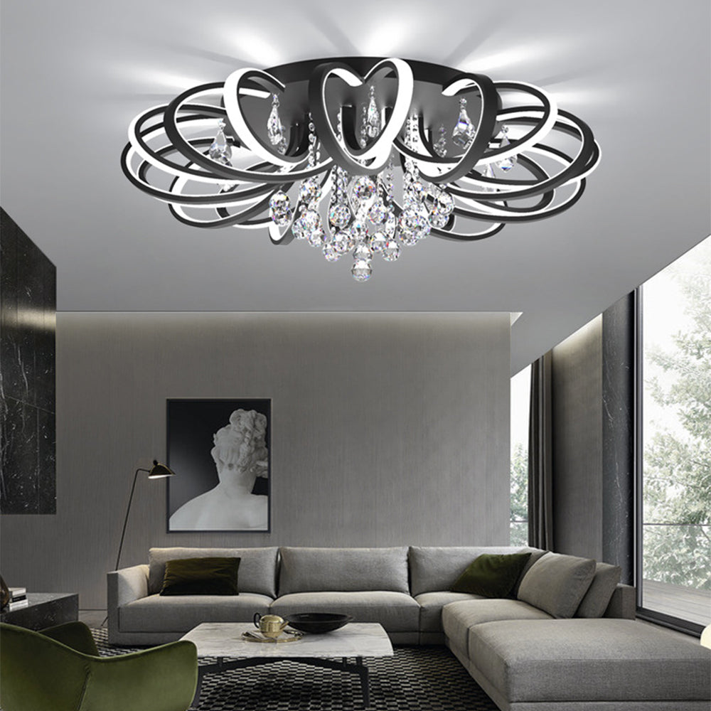 Modern Black Acrylic LED Flush Mount Ceiling Light - Cueteks