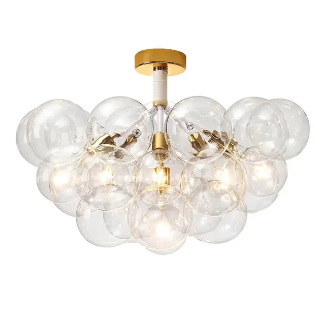 Modern Semi Flush Mount Ceiling Light Glass Bubble  Chandelier - Cueteks