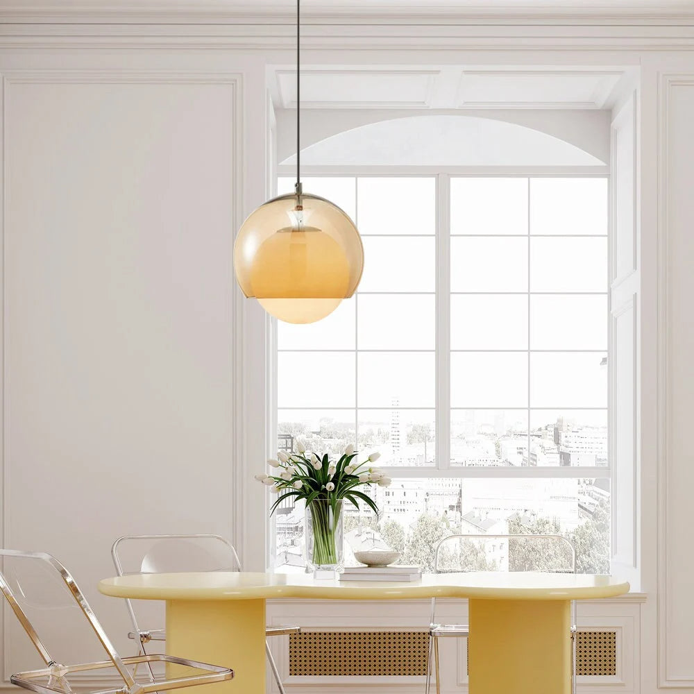 Vintage Orange Bauhaus Glass Pendant Light - Cueteks
