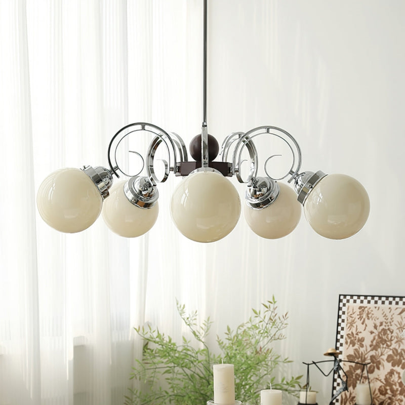 Vintage Kotter Cream Glass Chandelier - Cueteks