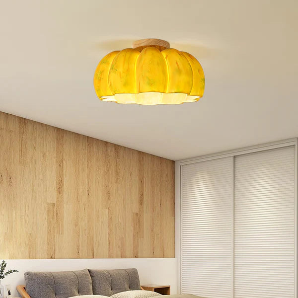 Yellow Pumpkin Ceiling Light - Cueteks