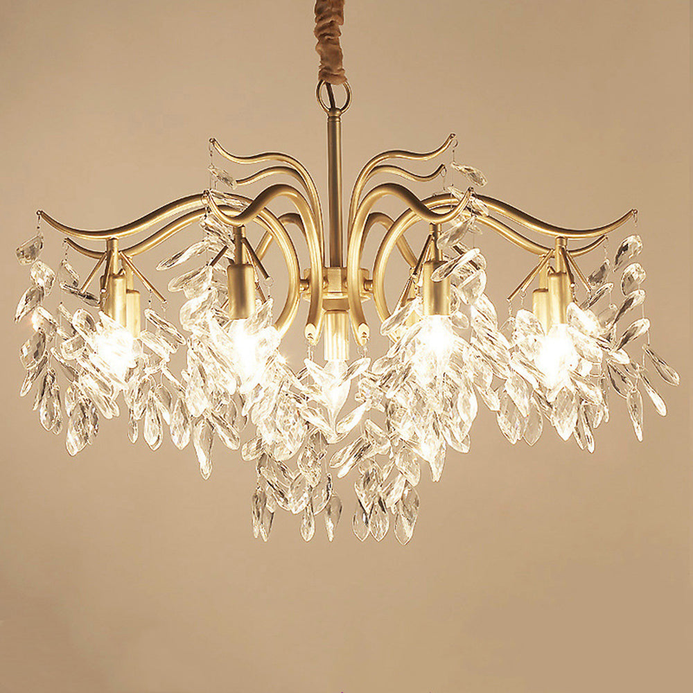 Modern Large Crystal Gold Tiered Dining Room Chandelier - Cueteks