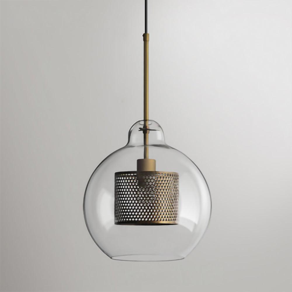 Chiswick Pear pendant light with a clear shouldered glass shade and copper-coloured metal