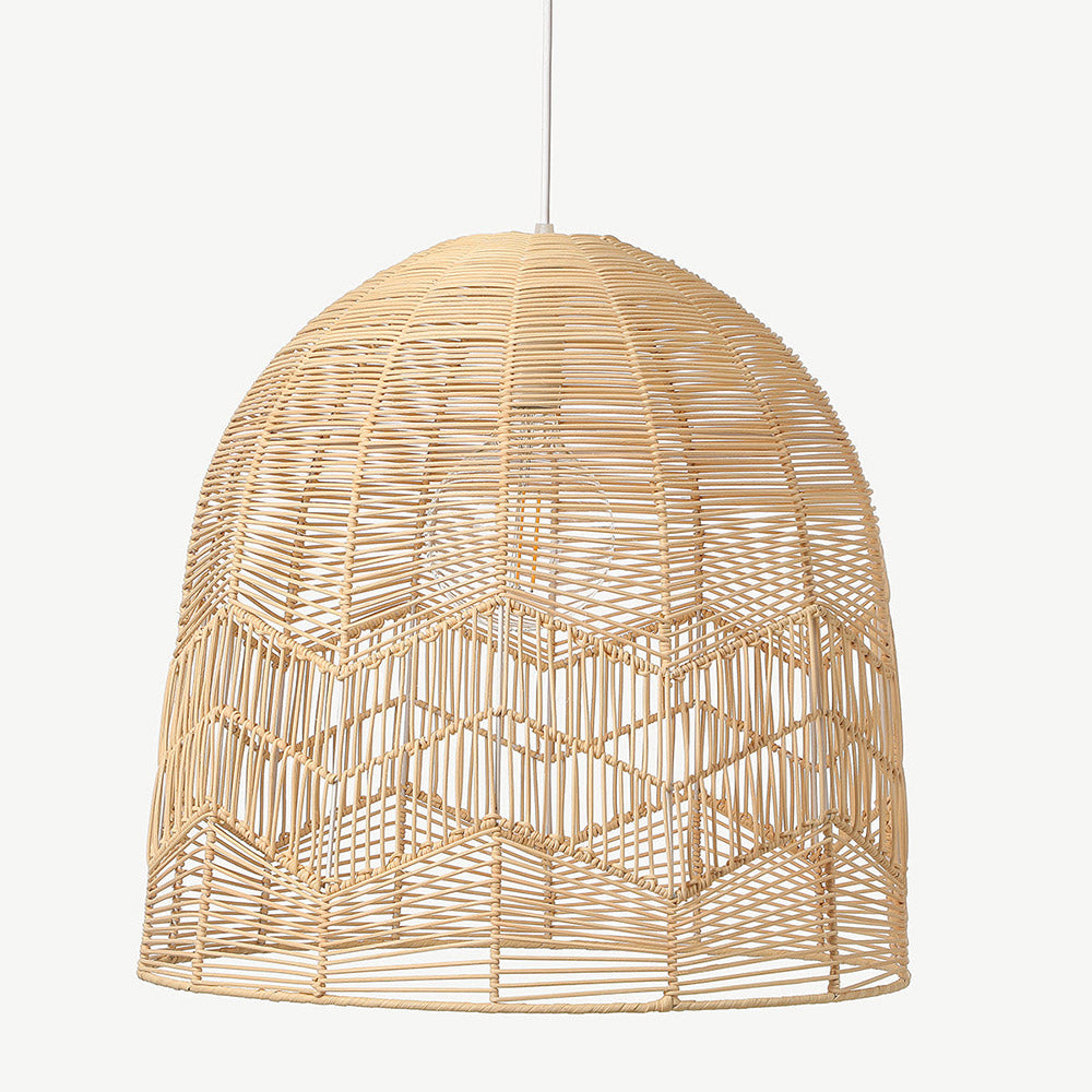 Vintage Handmade Basket Rattan Round Shades Pendant Light - Cueteks