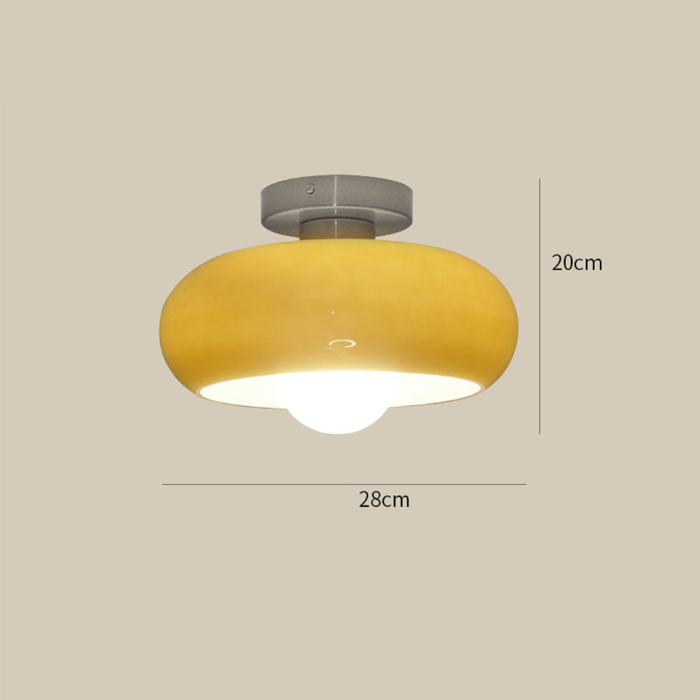 Chrome and orange glass ceiling light drawing showing 28 cm width and 20 cm height