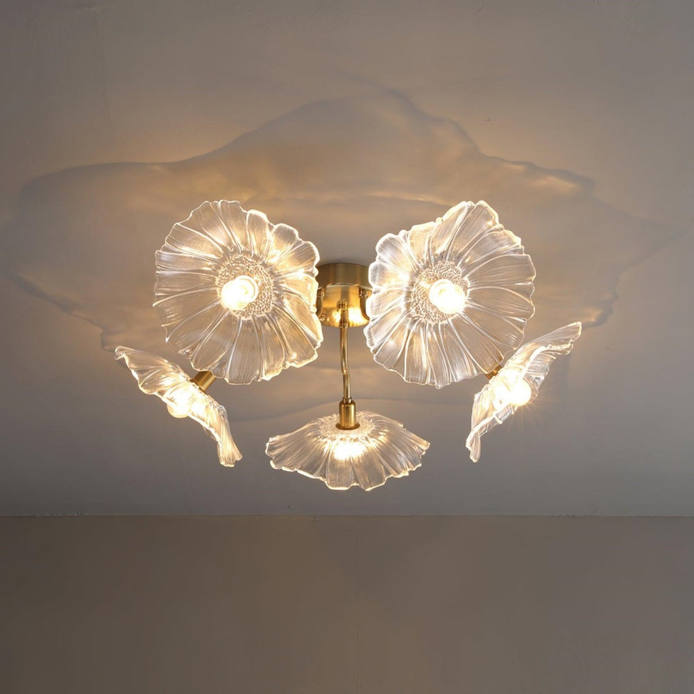 Vintage Lotus Leaf Glass Ceiling Light - Cueteks