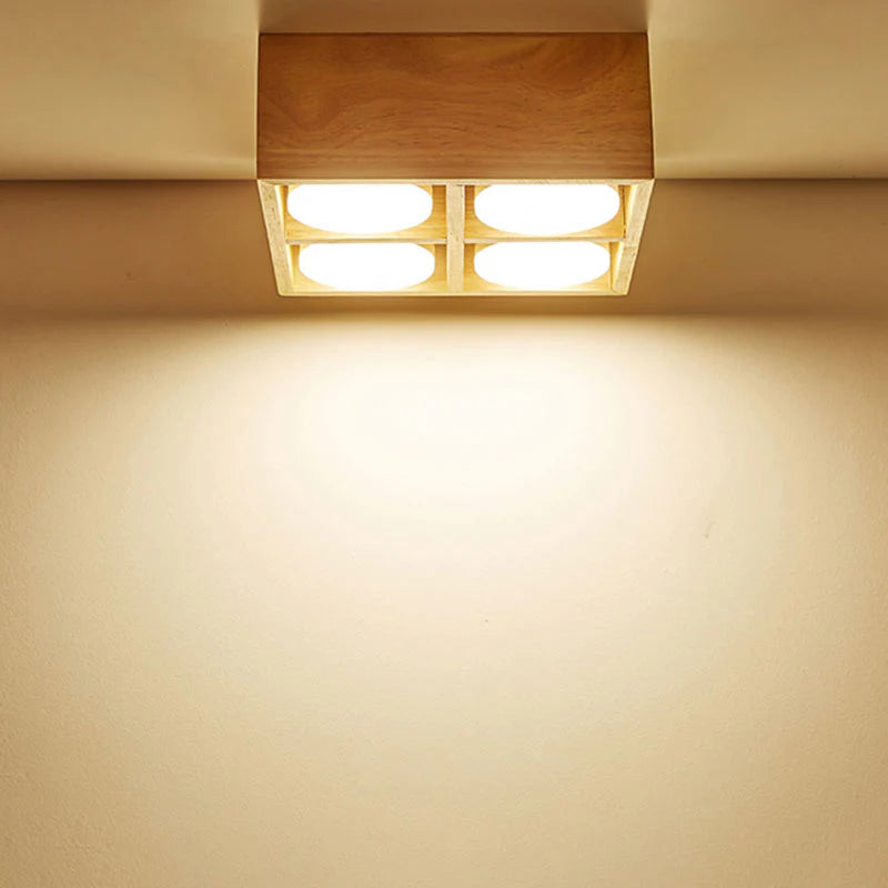 Ozawa Einfache LED Deckenleuchte aus Holz für Wohnzimmer, Schlafzimmer - Cueteks