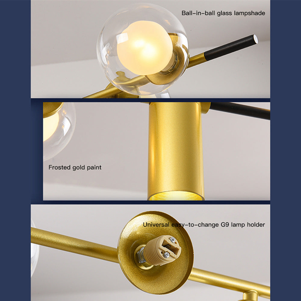 Brass Contemporary LED Chandelier Sputnik Chandelier 7-Light - Cueteks