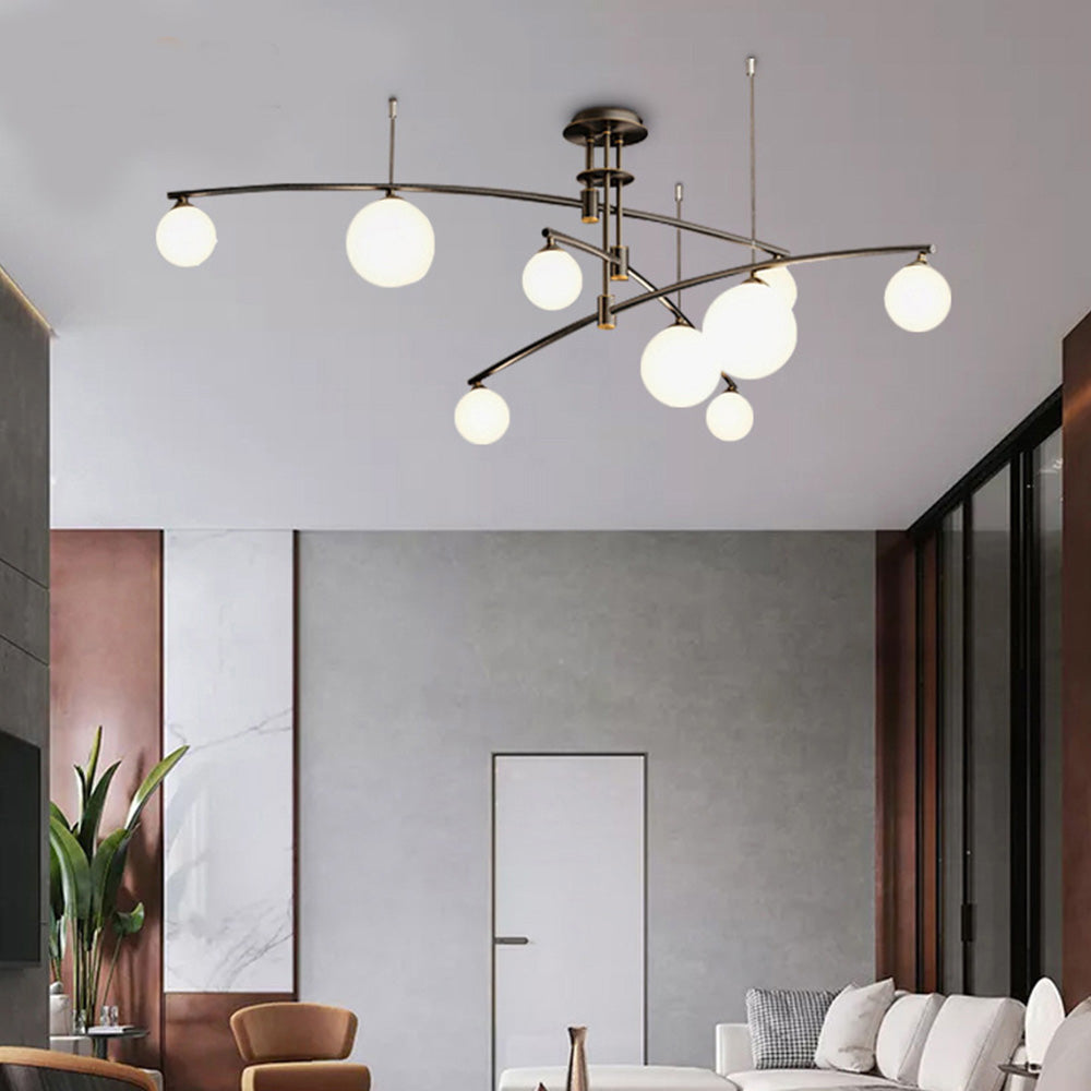 Modern Nordic Glass Ball Semi Flush Chandelier - Cueteks