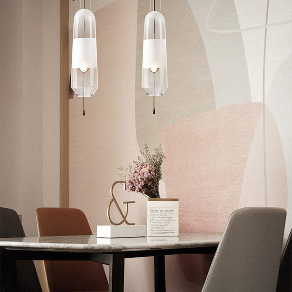 Designer Capsule Shaped Glass Pendant Lamp - Cueteks
