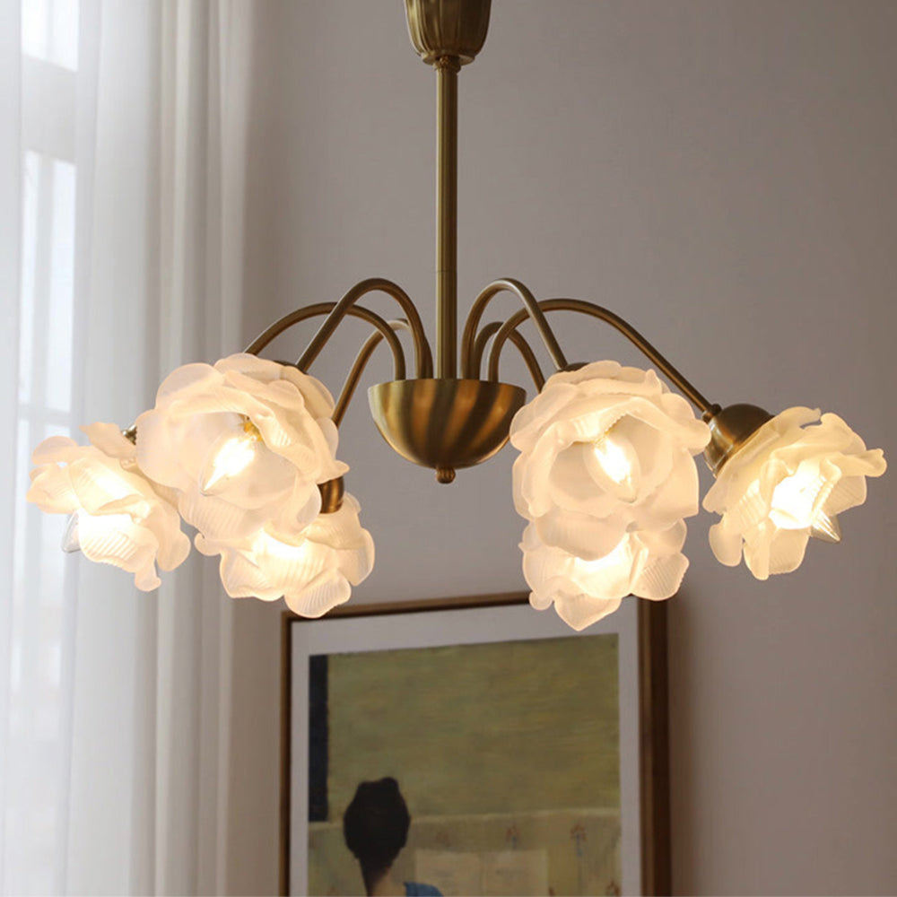Modern French Retro Copper White Chandelier - Cueteks
