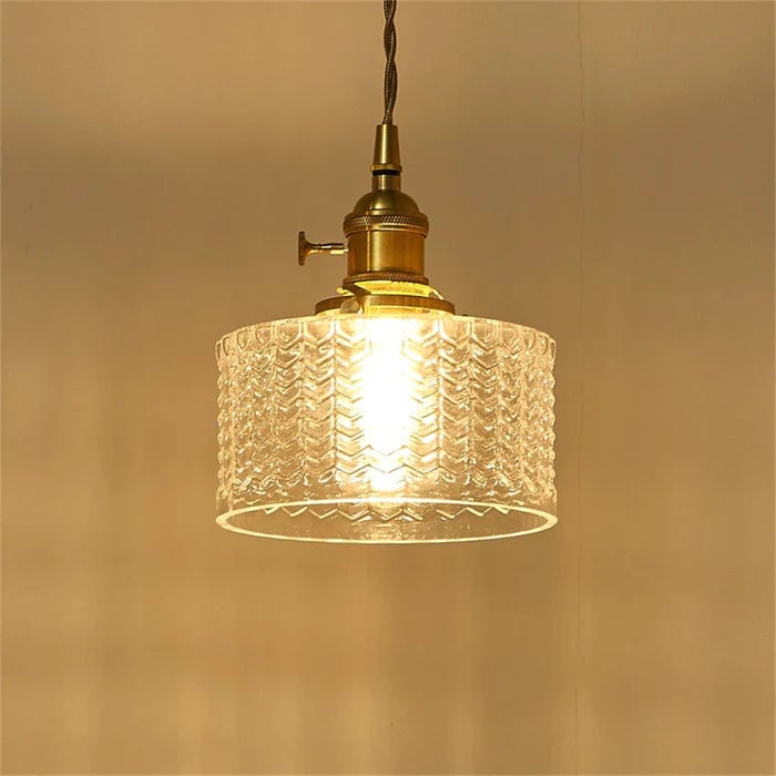 Vintage Stunning Cylinder Glass Pendant Light - Cueteks