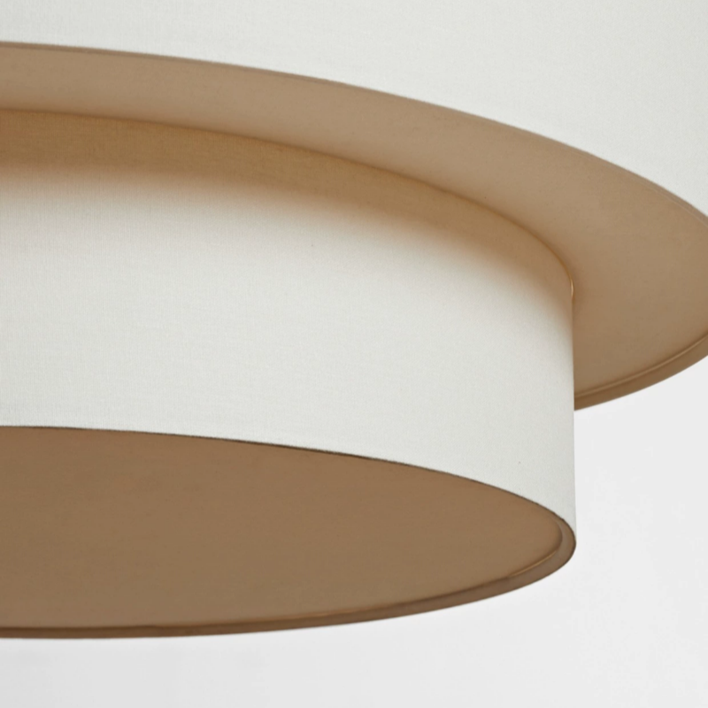 Beige Tiered Linen Drum Pendant Light - Cueteks