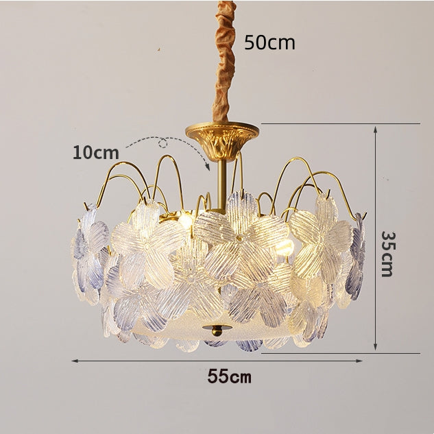 Classic Flower-Shaped Stained Glass Chandelier for Living Room - Cueteks