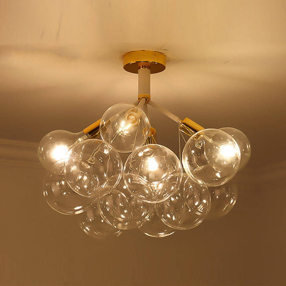 Modern Semi Flush Mount Ceiling Light Glass Bubble  Chandelier - Cueteks