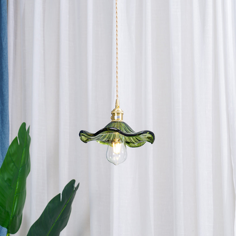 Stylish Hibiscus Flower Glass Pendant Light - Cueteks