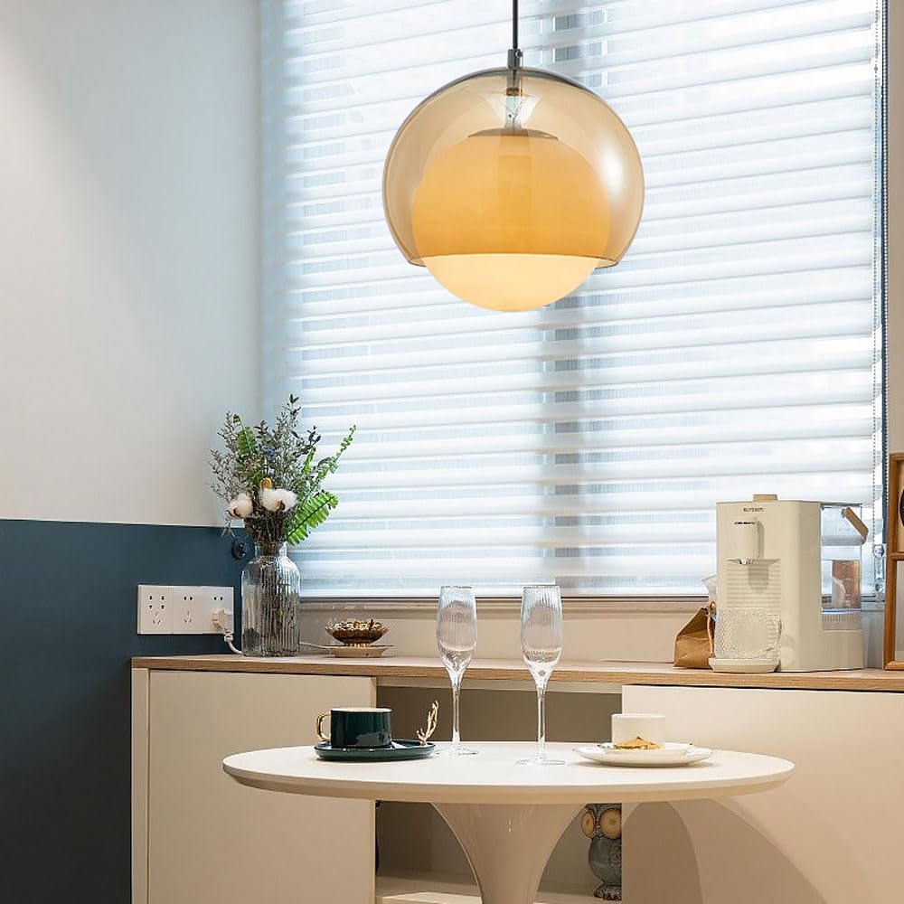 Vintage Orange Bauhaus Glass Pendant Light - Cueteks