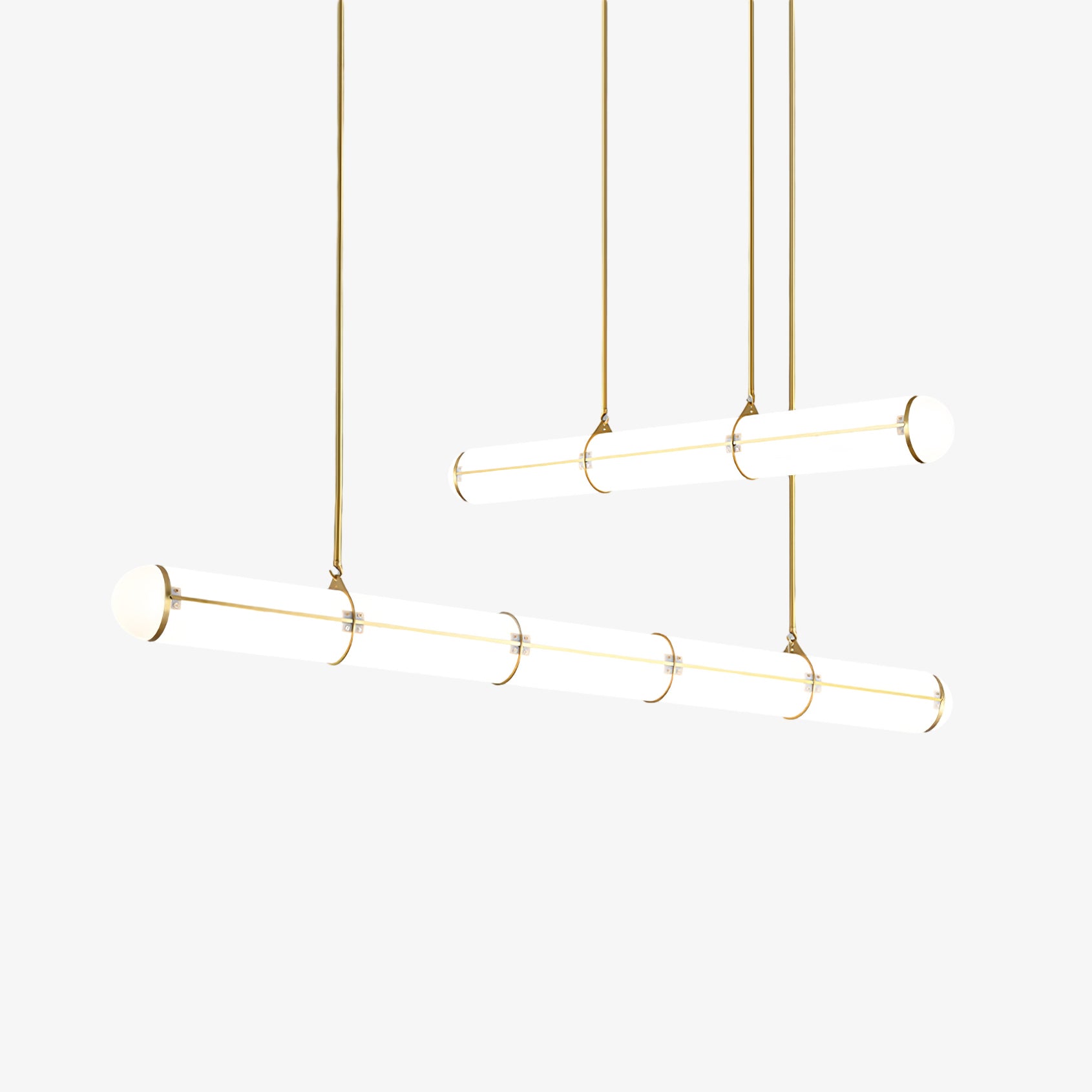 Two Gold bar pendants displayed together