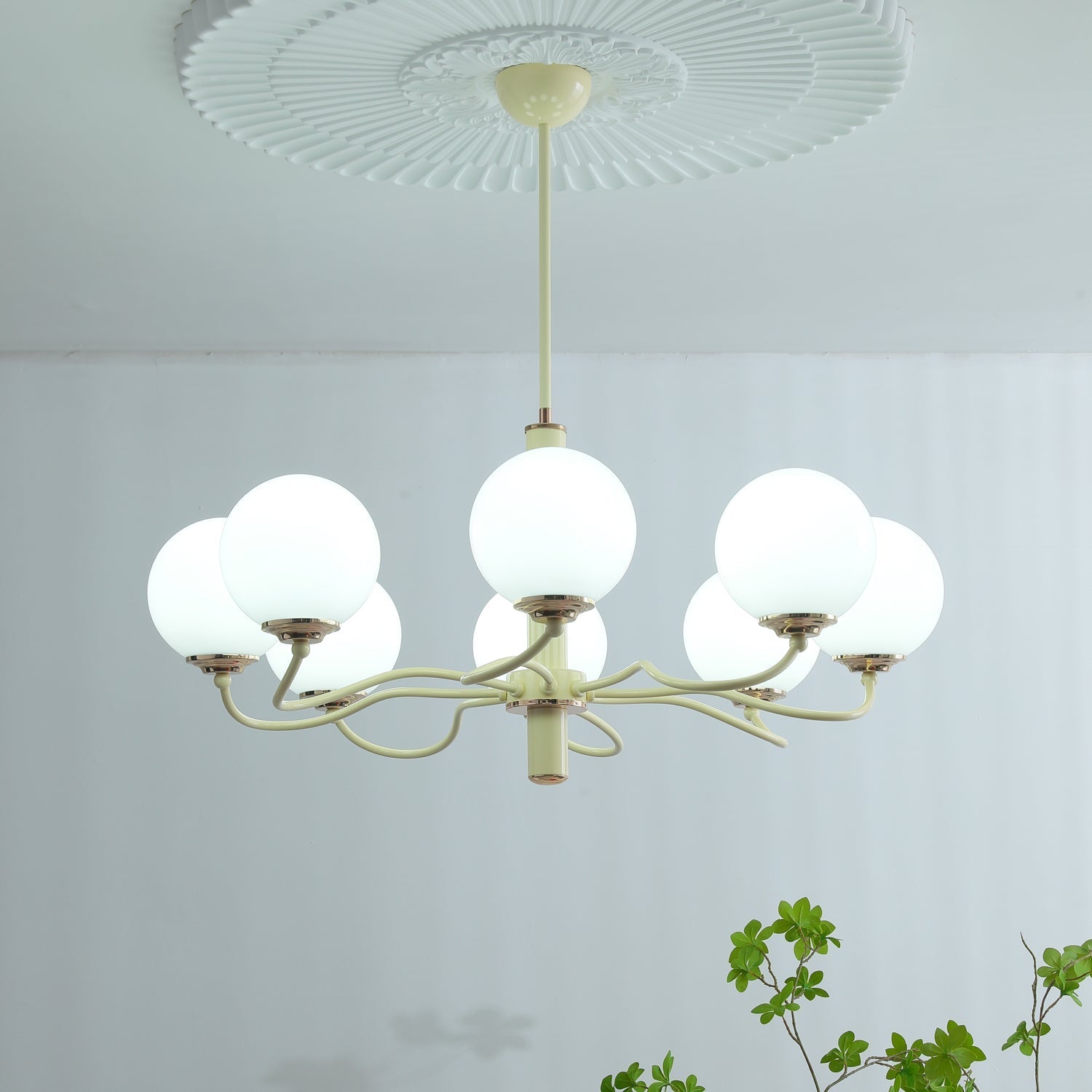 Vinatge White Bubble Globe Chandelier - Cueteks