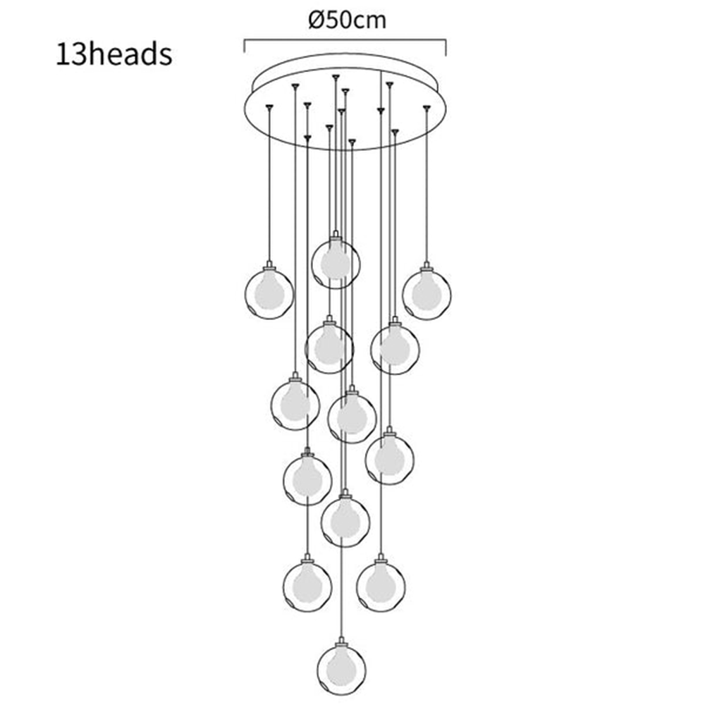 Multi-heads Glass Globe Cluster Stairway Light Pendant Light - Cueteks