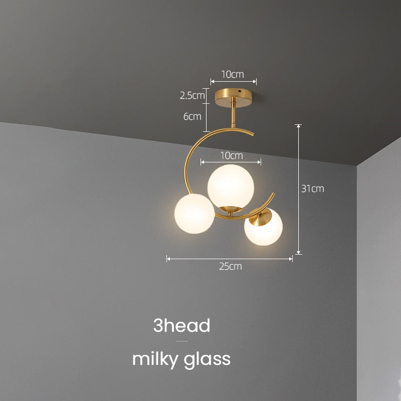 Glaskugel Deckenleuchte Goldene Lampen - Cueteks