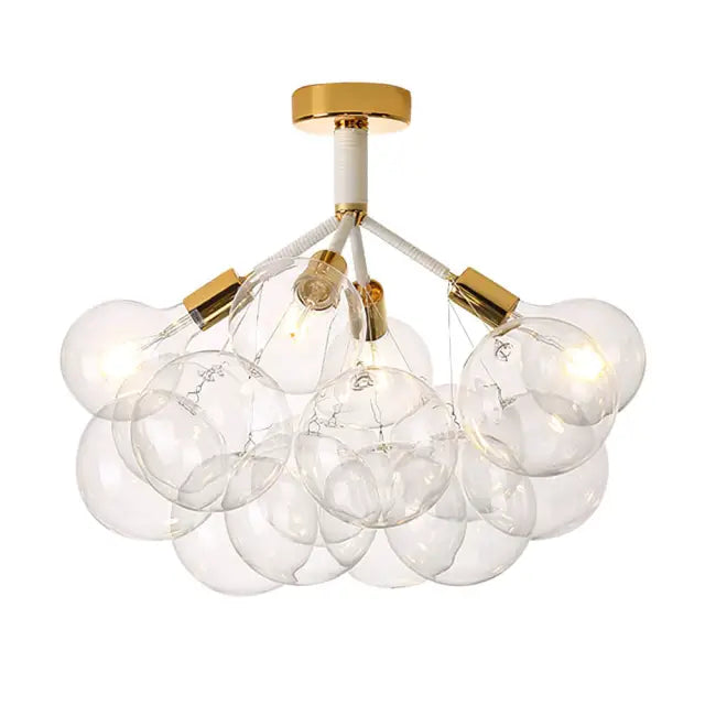 Modern Semi Flush Mount Ceiling Light Glass Bubble  Chandelier - Cueteks