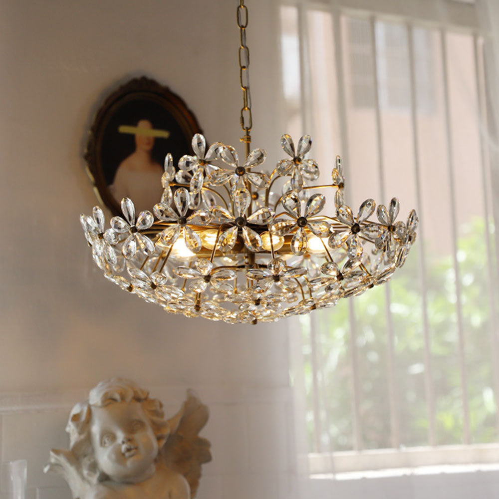 Luxury Crystal Bouquet Brass Chandeliers - Cueteks