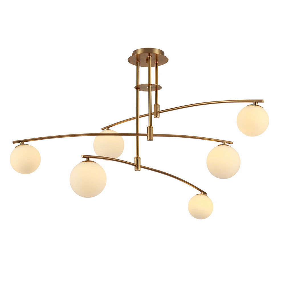 Modern Nordic Glass Ball Semi Flush Chandelier - Cueteks