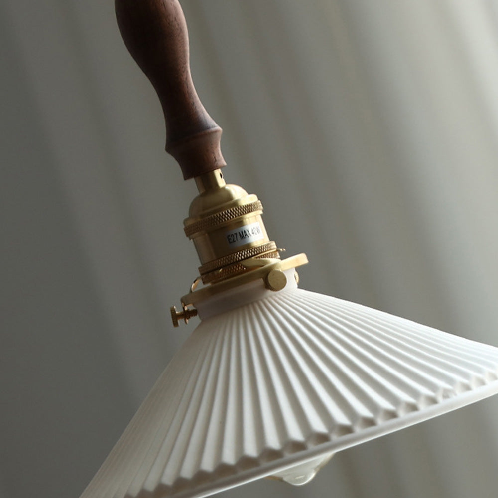 Modern Ceramics Retro Pleated Pendant Light For Living Room - Cueteks
