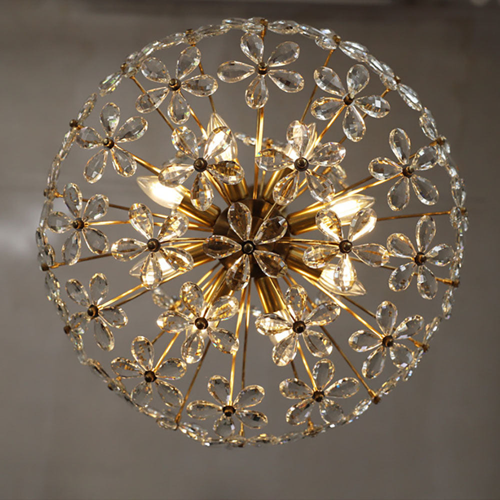 Luxury Crystal Bouquet Brass Chandeliers - Cueteks