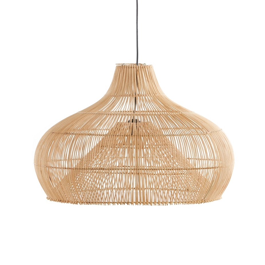 Boho Wicker Lamp Shades Handwoven Kitchen Island Pendant Light - Cueteks