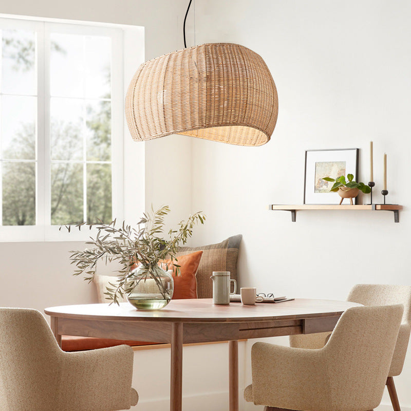 Natural Wicker Hanging Light Rattan Pendant Lampshade - Cueteks