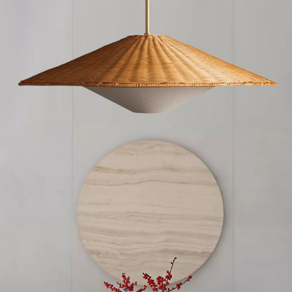 Retro Rattan Handwoven Zen Pendant Light - Cueteks