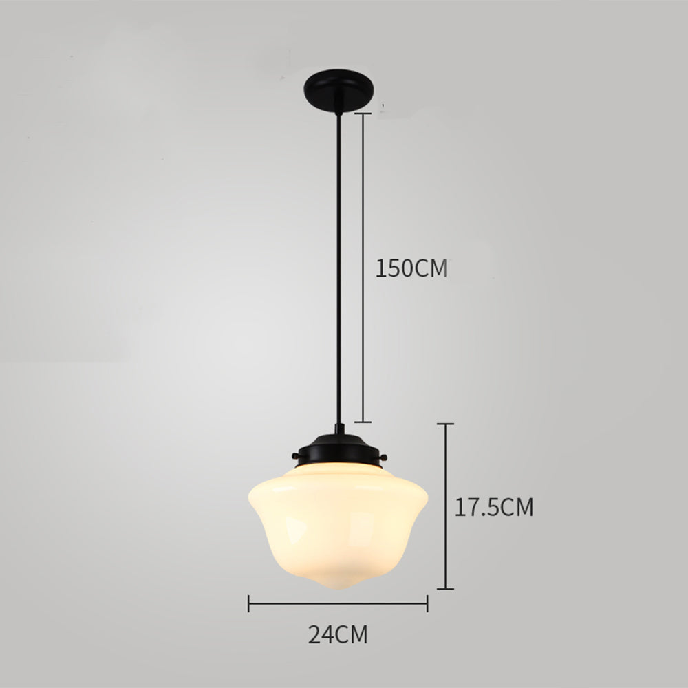 Retro Milk White Glass Geometric Jar Pendant Light - Cueteks