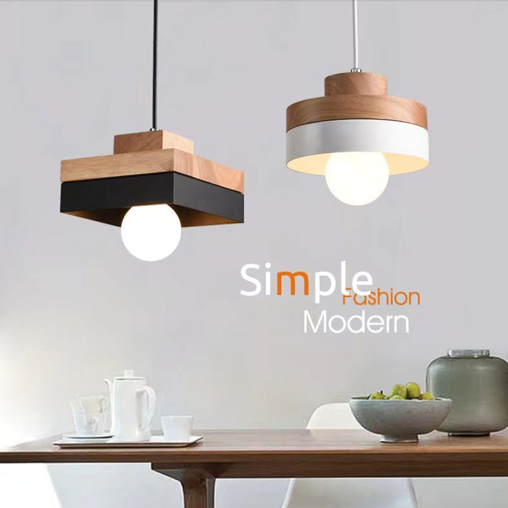 Industrial Wood Pendant Light - Cueteks
