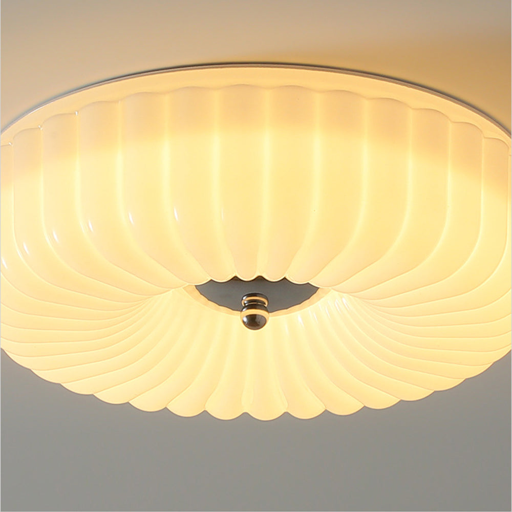 Vinatge Bauhaus Cream Glass Ceiling Light - Cueteks