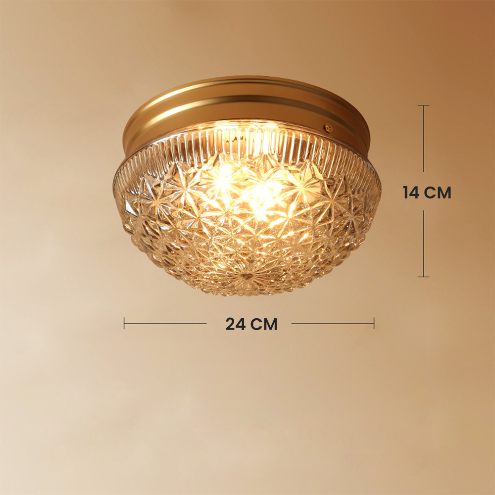 Clear Ribbed Glass Ceiling Light Fixture for Bedroom - Cueteks