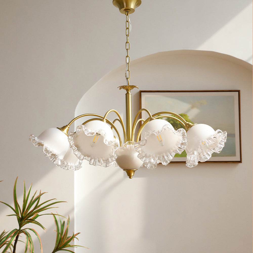 Large Flower Shape Copper Ceiling Chandelier - Cueteks