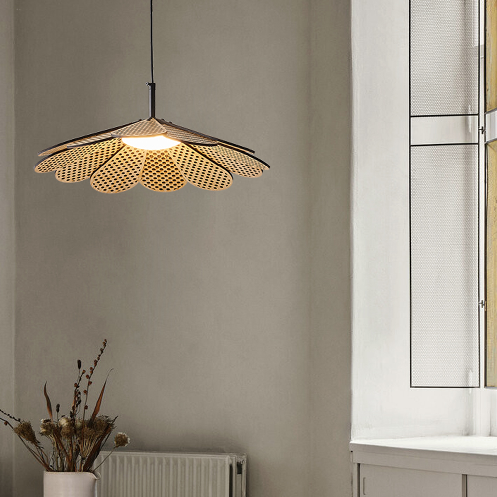 Hollyhock LED Rattan Leaves Pendant Light - Cueteks