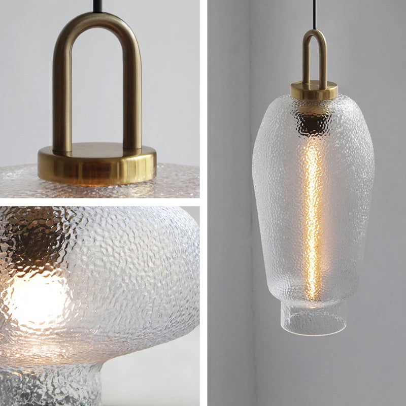 Clear Frosted Glass Pendant Light for Kitchen - Cueteks
