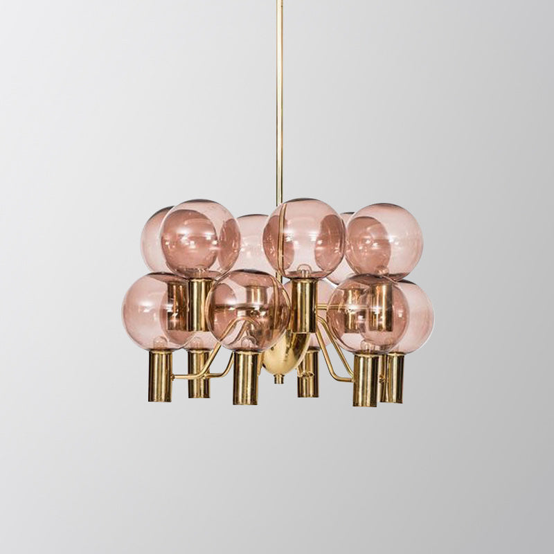 Contemporary Pink Glass 12-Bulb Decorative Chandelier - Cueteks