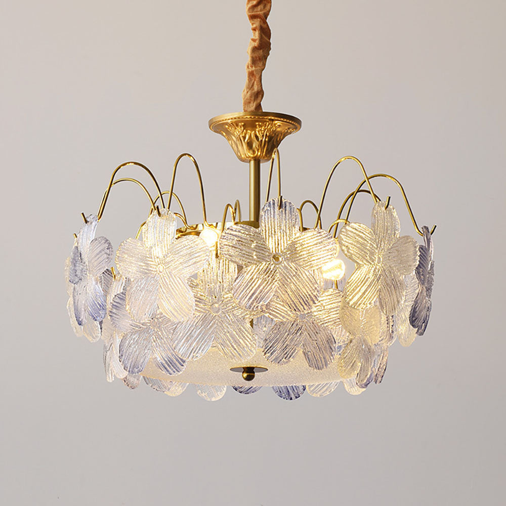 Classic Flower-Shaped Stained Glass Chandelier for Living Room - Cueteks