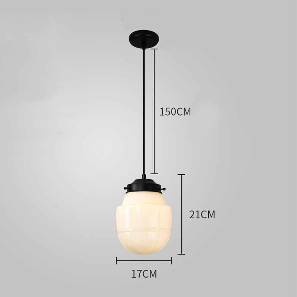 Retro Milk White Glass Geometric Jar Pendant Light - Cueteks
