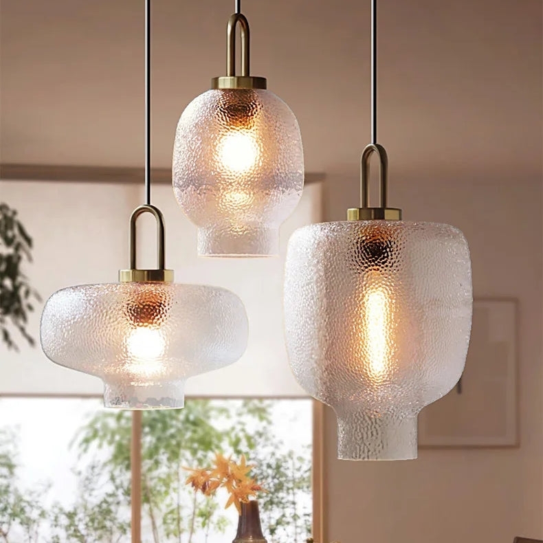 Clear Frosted Glass Pendant Light for Kitchen - Cueteks