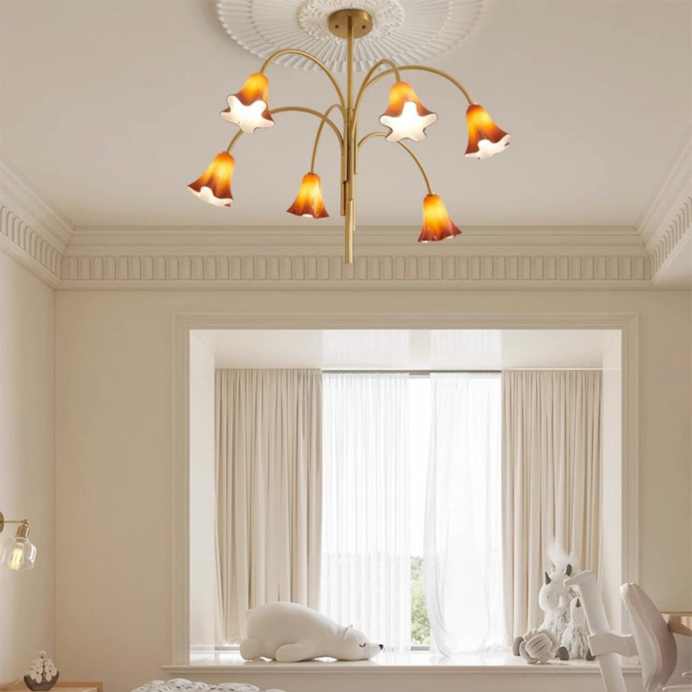 French Vintage Glass Flower Bedroom Chandelier Bauhaus Chandeliers - Cueteks