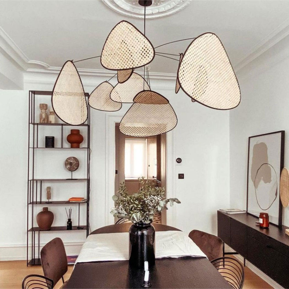 Modern Irregular Shape Rattan Kitchen Pendant Light - Cueteks