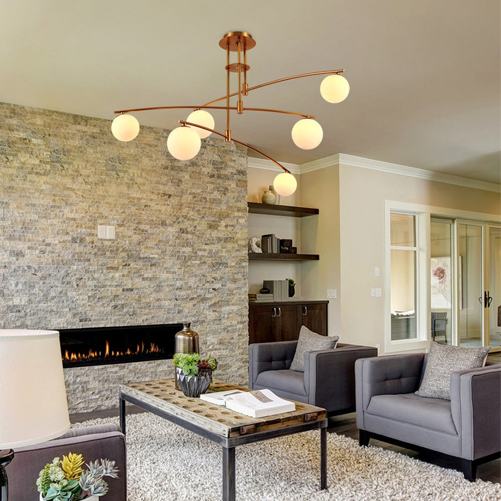 Modern Nordic Glass Ball Semi Flush Chandelier - Cueteks