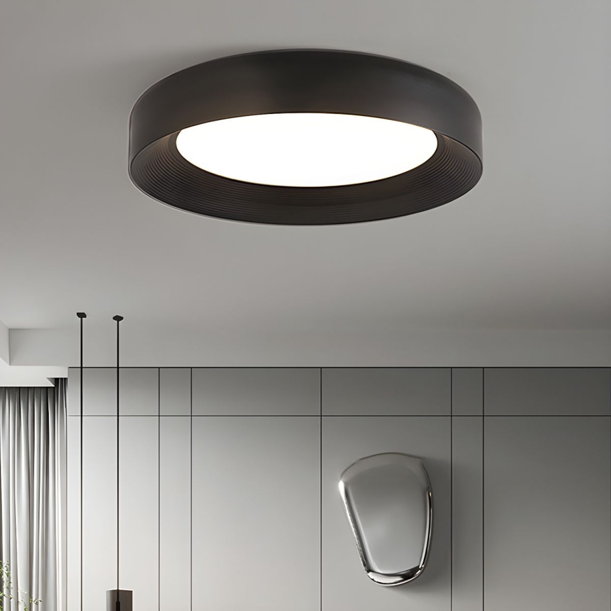Modern LED Metal Ceiling Lamp Flush Mount Black Ceiling Light - Cueteks