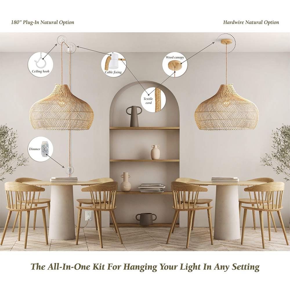 Modern Rattan Handwoven Island Pendant Light - Cueteks