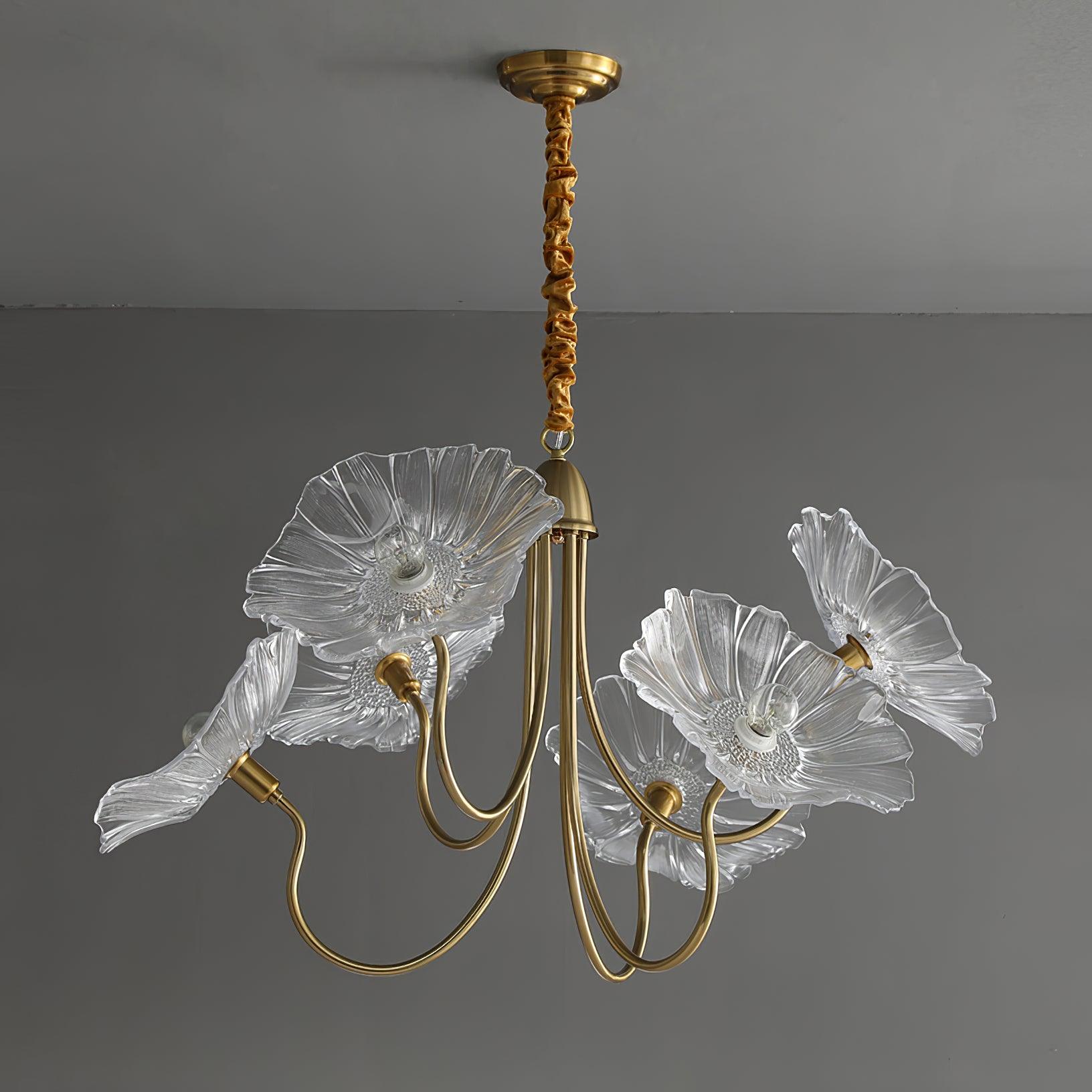 Modern Lotus Leaf Glass Living Room Chandelier - Cueteks